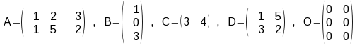 Las matrices A, B, C, D y O