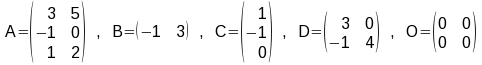 Las matrices A, B, C, D y O