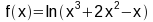 f(x) = log(x^3+2x^2-x)